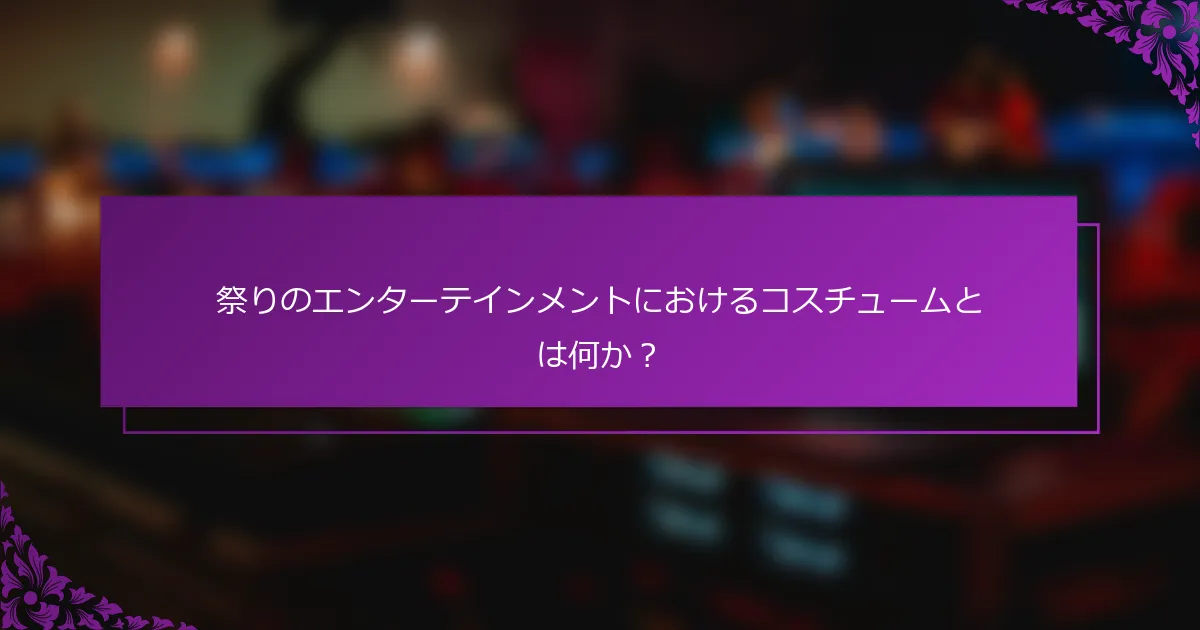 祭りのエンターテインメントにおけるコスチュームとは何か？
